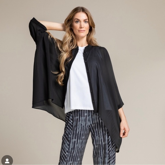 Sympli Black Button Down Shirt for Women - Picture 1 of 9